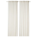 DYTÅG curtains, 1 pair, white/with heading tape, 145x300 cm