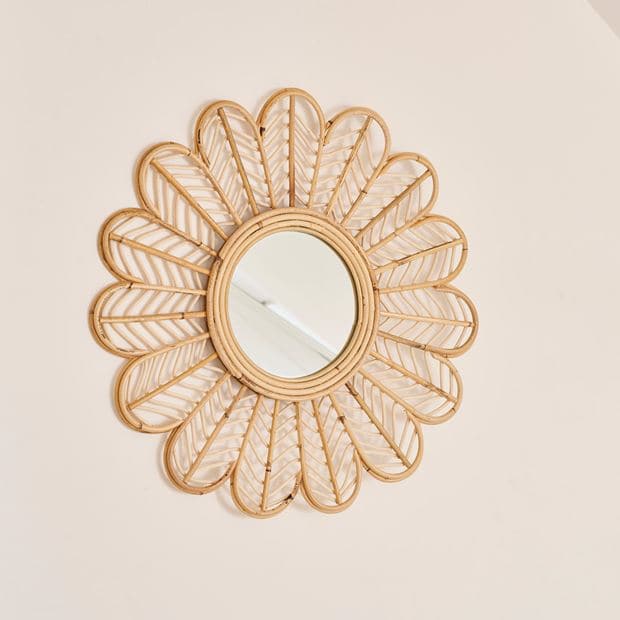 Casa FLOWER Natural mirror, Ø 52 cm - Ø 18 cm