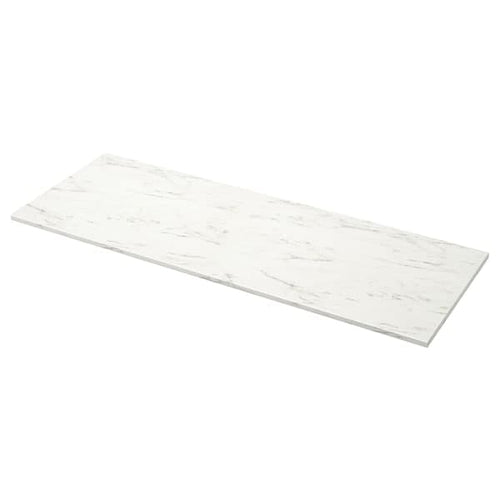 EKBACKEN - Worktop, white marble effect/laminate, 186x2.8 cm