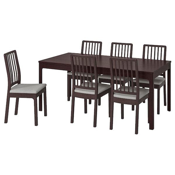 EKEDALEN / EKEDALEN Table and 6 chairs - dark brown/Light grey orrsta 180/240 cm , 180/240 cm - best price from Maltashopper.com 39279567