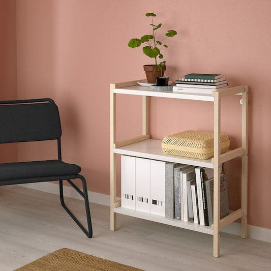 EKENABBEN - Open shelving unit, aspen/white, 70x34x86 cm - best price from Maltashopper.com 10487816