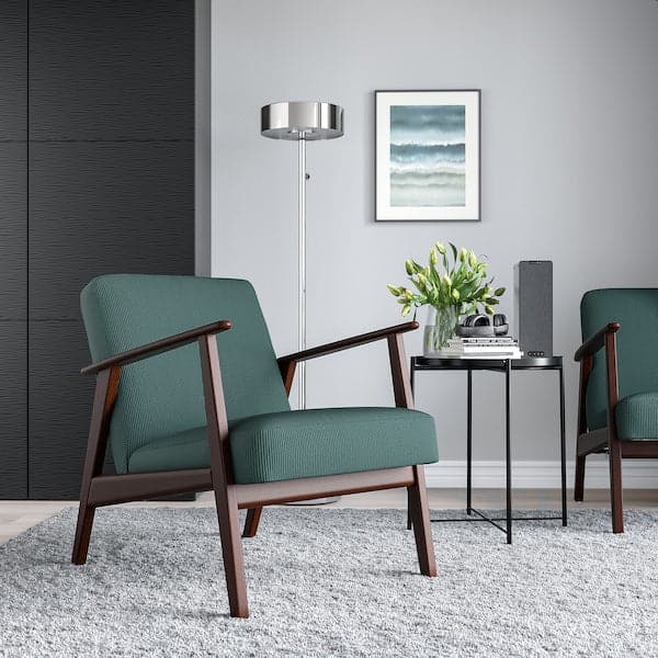 EKENÄSET - Armchair, Kelinge grey-turquoise - best price from Maltashopper.com 80533481