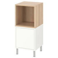EKET cabinet combination with legs, white/white stained oak effect, 35x35x80 cm