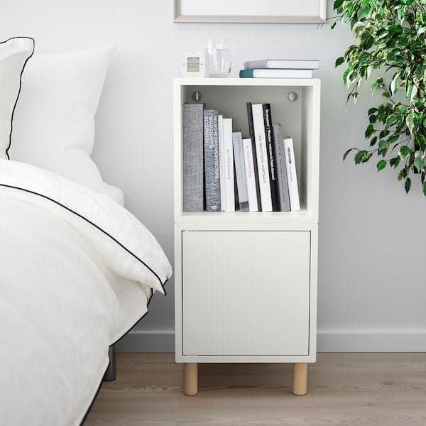 EKET - Cabinet combination with legs, white/wood, 35x35x80 cm - best price from Maltashopper.com 79386075