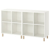 EKET cabinet combination with legs, white/wood, 140x35x80 cm