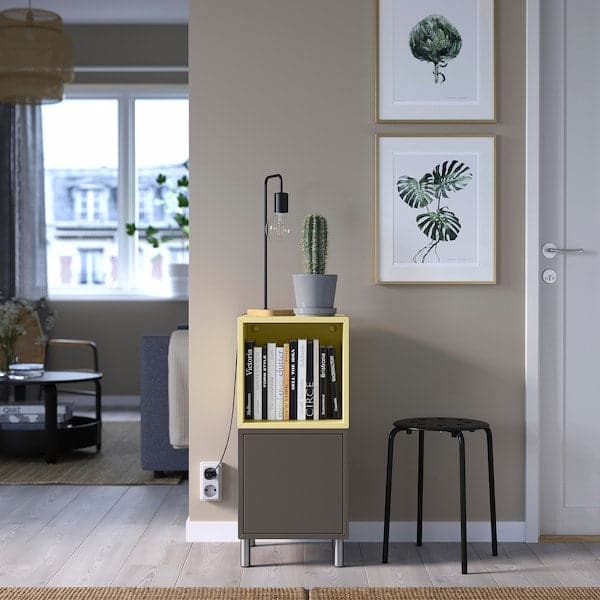 Ikea EKET - Cabinet combination with legs, dark grey pale yellow/metal, 35x35x80 cm