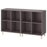 EKET cabinet combination with legs, dark grey/wood, 140x35x80 cm