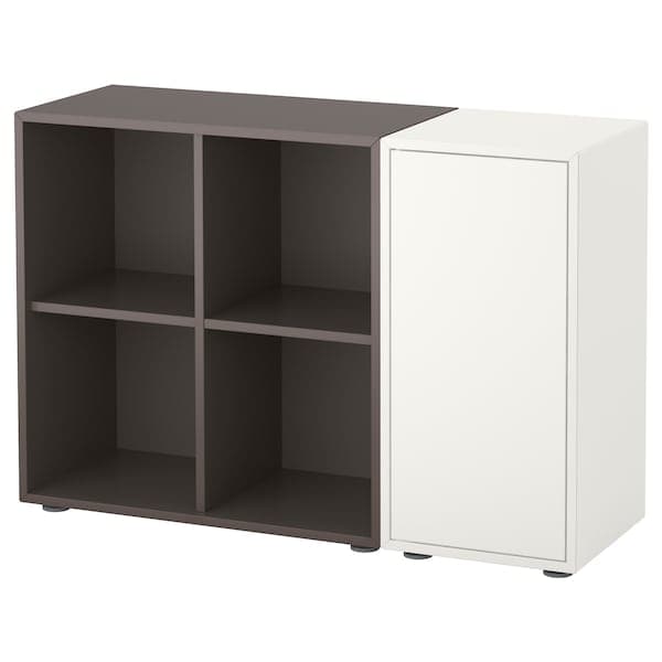 EKET - Cabinet combination with feet, white/dark grey, 105x35x72 cm - best price from Maltashopper.com 79190870