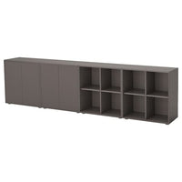 EKET cabinet combination with feet, dark grey/dark grey, 280x35x72 cm