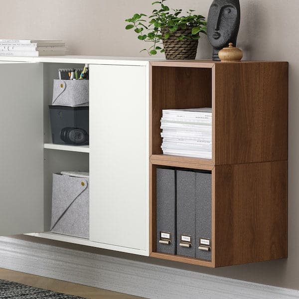Ikea EKET - Wall-mounted cabinet combination, white/walnut effect, 175x35x70 cm