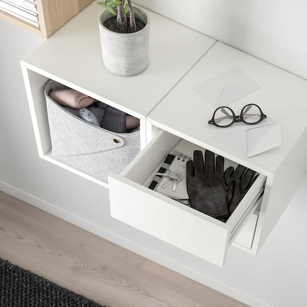 Ikea EKET - Wall-mounted storage combination, white stained oak effect/white, 105x35x70 cm
