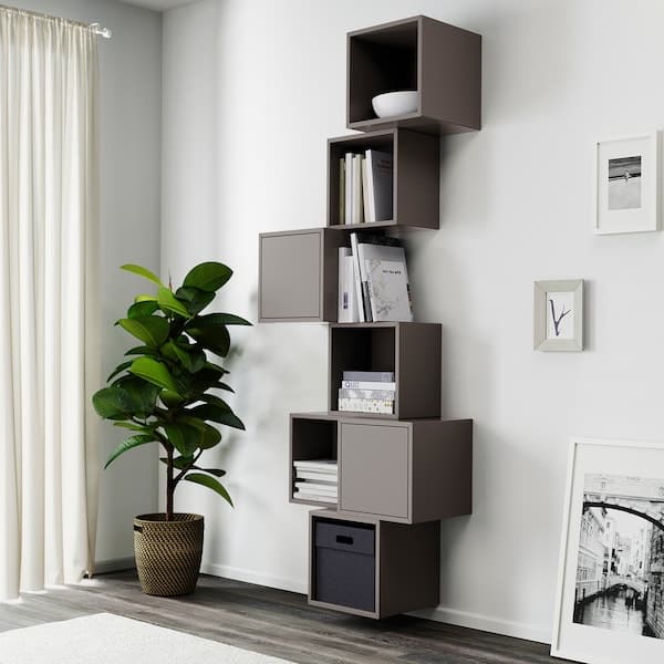 Ikea EKET - Wall-mounted cabinet combination, dark grey, 80x35x210 cm