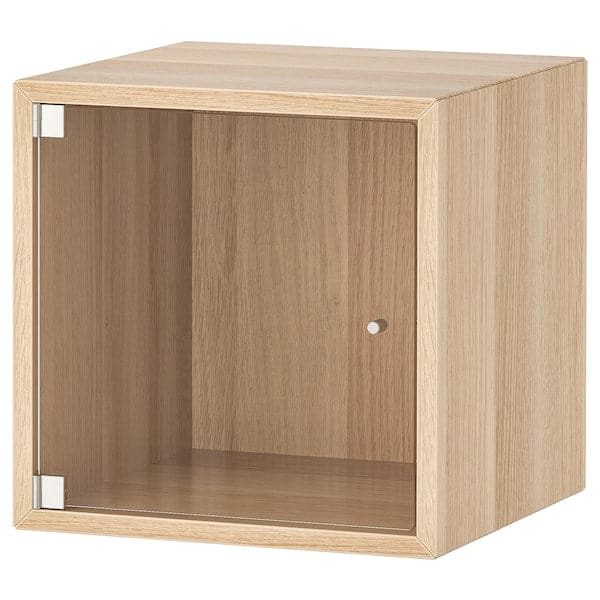 EKET - Wall cabinet with glass door, white stained oak effect, 35x35x35 cm - best price from Maltashopper.com 19336371