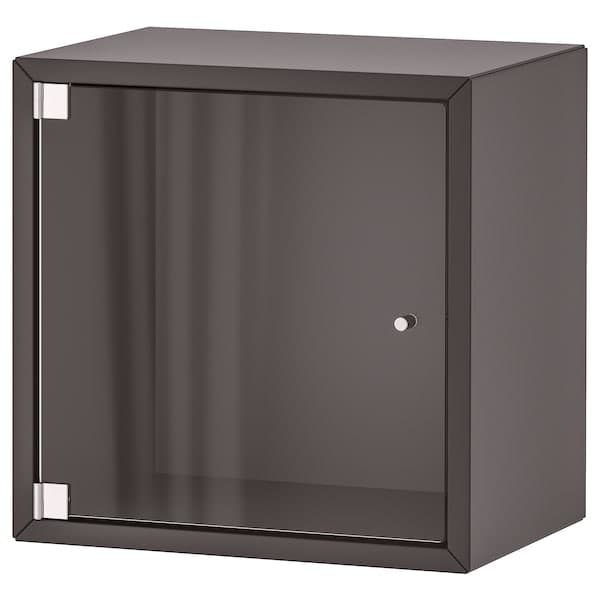 EKET - Wall cabinet with glass door, dark grey, 35x25x35 cm - best price from Maltashopper.com 49336341