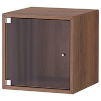 EKET wall cabinet with glass door, brown walnut effect, 35x35x35 cm