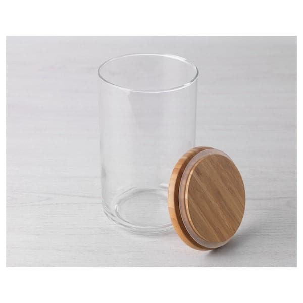 Ikea EKLATANT Container with lid - transparent glass/bamboo 1.8 l , 1.8 l
