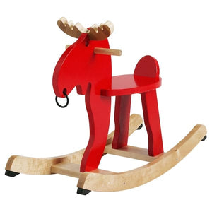 Ikea EKORRE - Rocking-moose, red/rubberwood