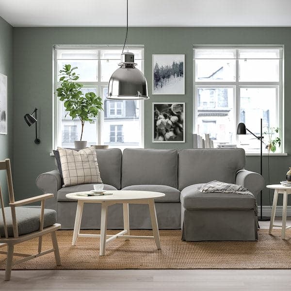 EKTORP - 3-seater sofa with chaise-longue, Hakebo dark grey , - best price from Maltashopper.com 89509028