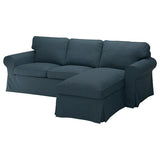 EKTORP 3-seat sofa, with chaise longue/Hillared dark blue, 252x88x88 cm
