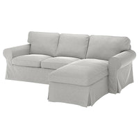 EKTORP 3-seat sofa, with chaise longue/Tallmyra white/black, 252x88x88 cm
