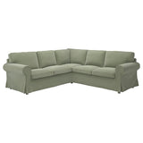 EKTORP corner sofa, 4-seat, Hakebo grey-green, 243x88x88 cm