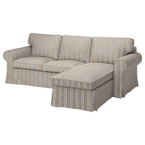 Ikea EKTORP - 3-seater sofa/chaise-longue cover, Karlshov beige/multicolour ,