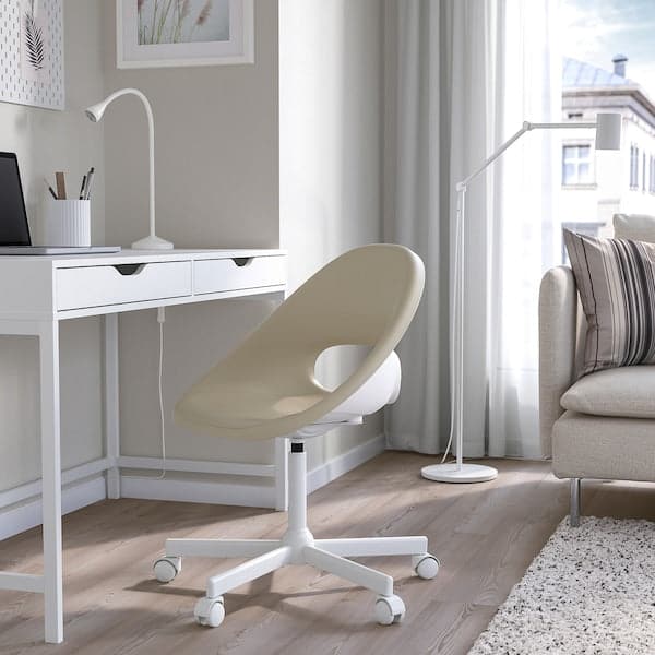 Ikea ELDBERGET / MALSKÄR - Swivel chair, beige/white
