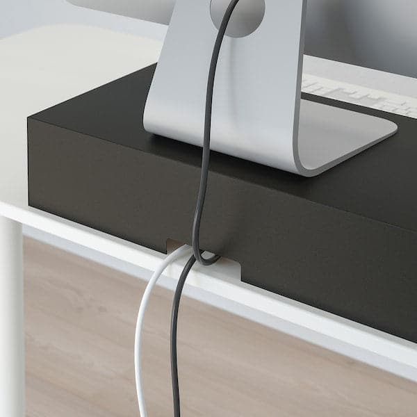 ELLOVEN - Monitor stand with drawer, anthracite - best price from Maltashopper.com 00485101