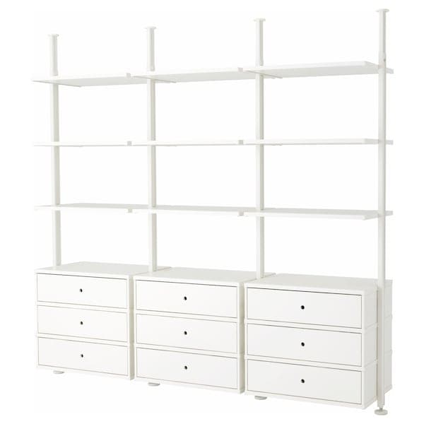 Ikea ELVARLI - Open storage combination, white, 258x51x222-350 cm