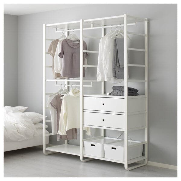 Ikea ELVARLI - Wardrobe combination, white, 165x55x216 cm