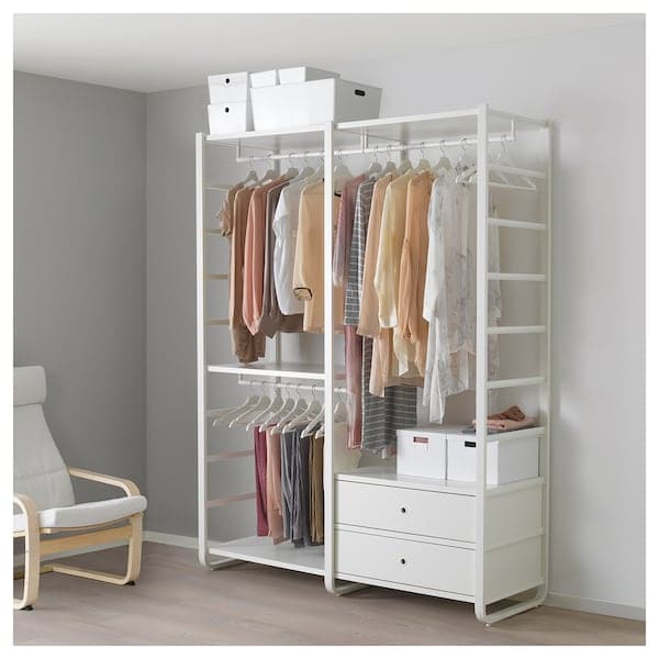 Ikea ELVARLI - Wardrobe combination, white, 165x55x216 cm