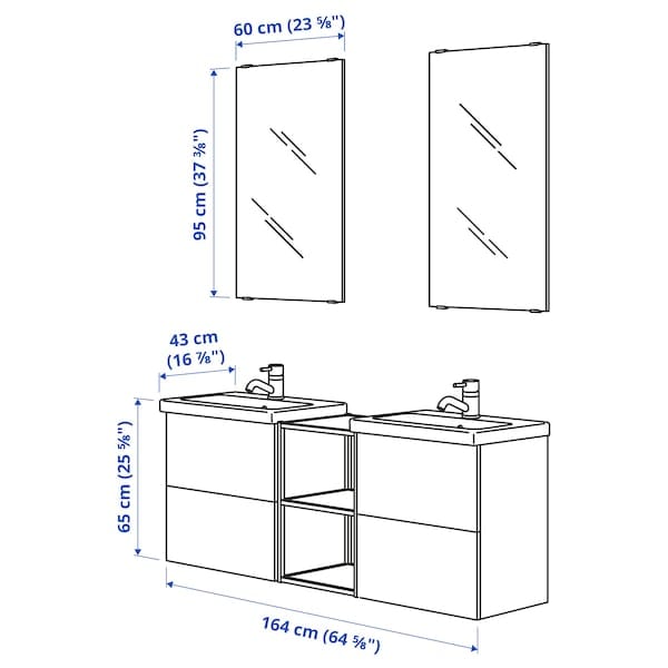 Ikea ENHET - Bathroom, anthracite/white,164x43x65 cm