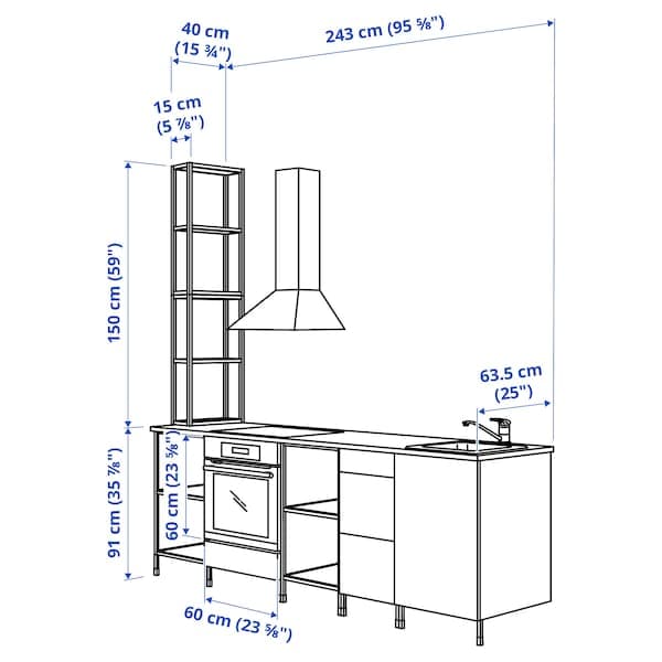 ENHET Kitchen - anthracite/white 243x63.5x241 cm - best price from Maltashopper.com 19338049