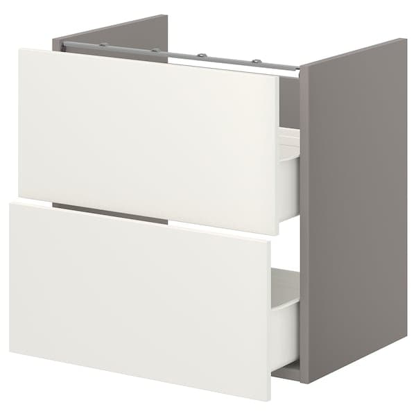 Ikea ENHET - Base cb f washbasin w 2 drawers, grey/white, 60x42x60 cm