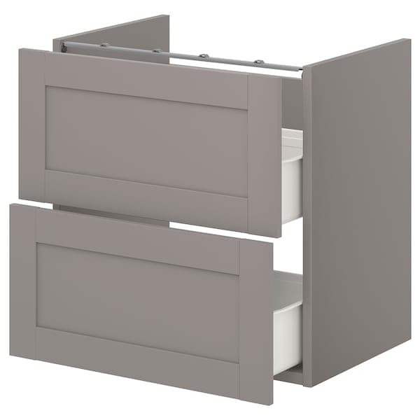 Ikea ENHET - Base cb f washbasin w 2 drawers, grey/grey frame, 60x42x60 cm