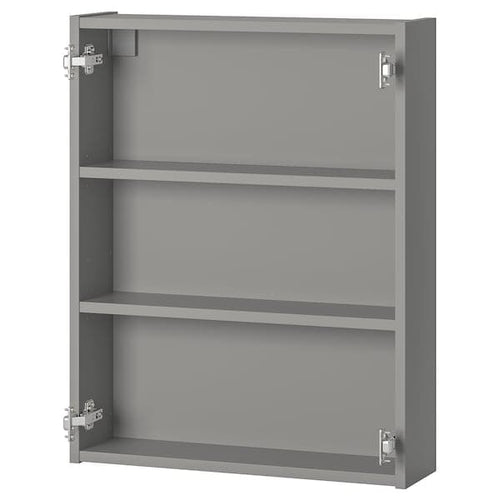 ENHET - Wall cb w 2 shelves, grey, 60x15x75 cm