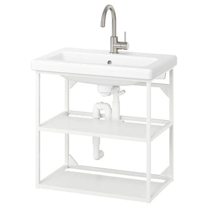 Ikea ENHET / TVÄLLEN - Open washbasin cabinet/2 shelves, white,64x43x65 cm