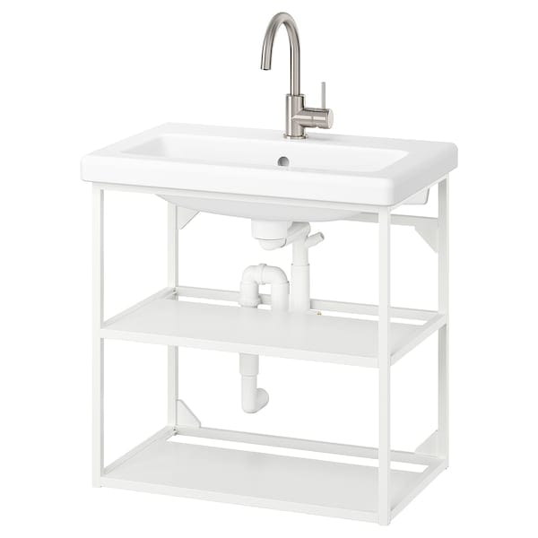 Ikea ENHET / TVÄLLEN - Open washbasin cabinet/2 shelves, white,64x43x65 cm