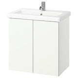 ENHET / TVÄLLEN wash-stnd w doors/wash-basin/tap, white, 64x43x65 cm