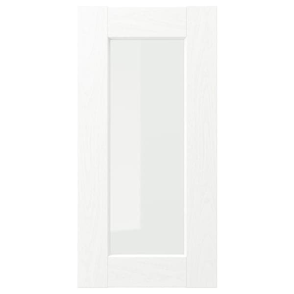 ENKÖPING glass door, white wood effect, 30x60 cm