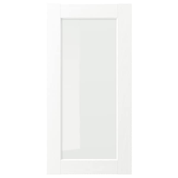 ENKÖPING glass door, white wood effect, 40x80 cm