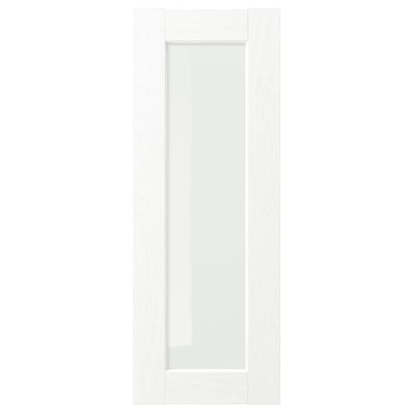 ENKÖPING glass door, white wood effect, 30x80 cm