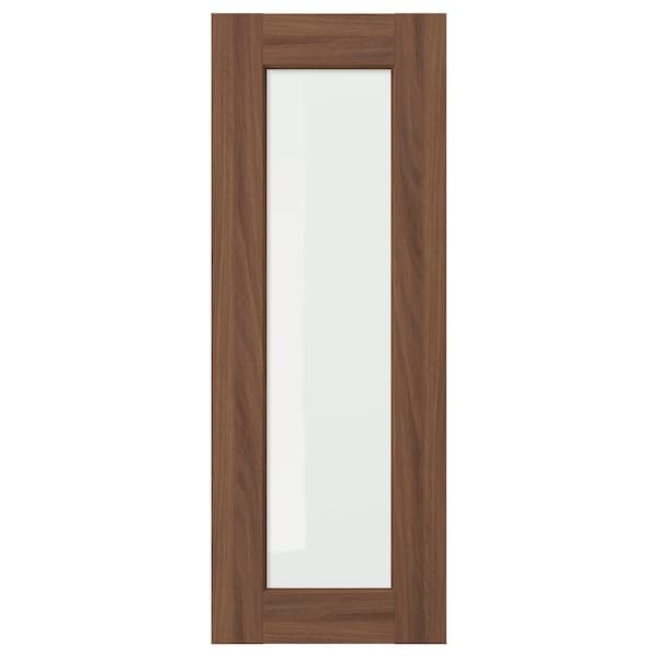 ENKÖPING glass door, brown walnut effect, 30x80 cm