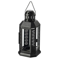 ENRUM lantern for tealight, in/outdoor, black, 22 cm
