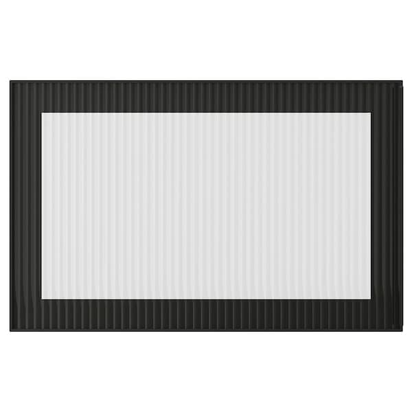 FÄLLSVIK glass door, anthracite/reeded glass, 60x38 cm