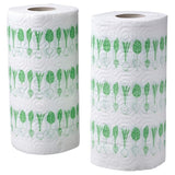 FAMILJ kitchen roll, patterned bright green/white, 2 pack