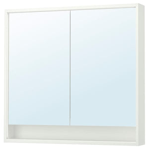 Ikea FAXÄLVEN - Mirror cabinet w built-in lighting, white, 100x15x95 cm