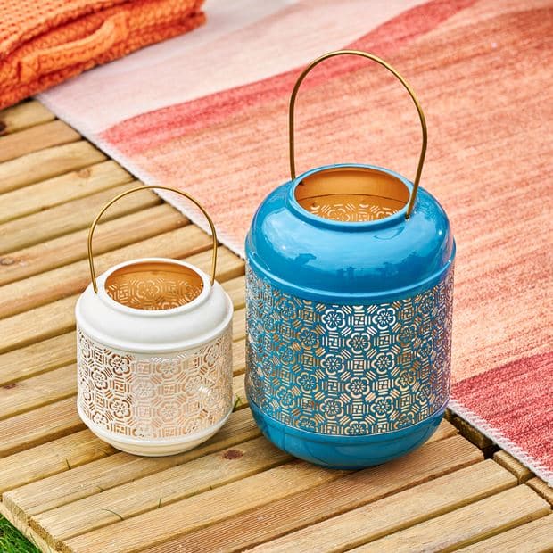 Casa METEOR Blue lantern H 26 cm - Ø 19.5 cm