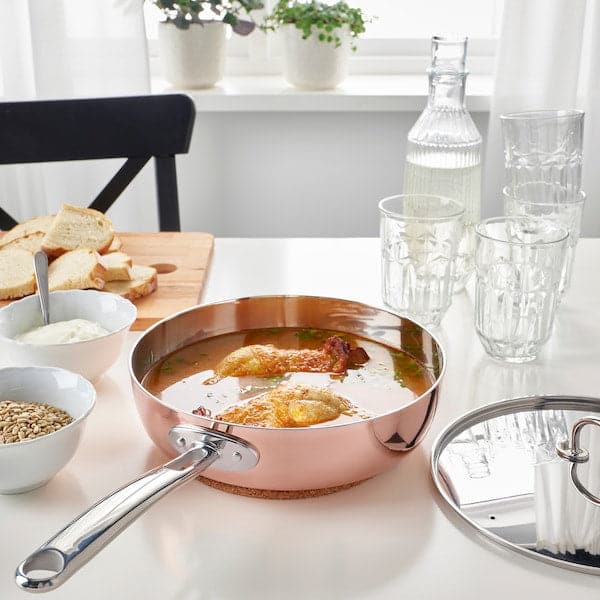 Ikea FINMAT - Sauté pan with lid, copper/stainless steel, 25 cm