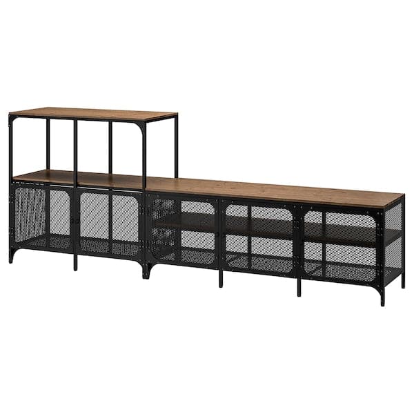 Ikea FJÄLLBO - TV storage combination, black, 250x36x95 cm